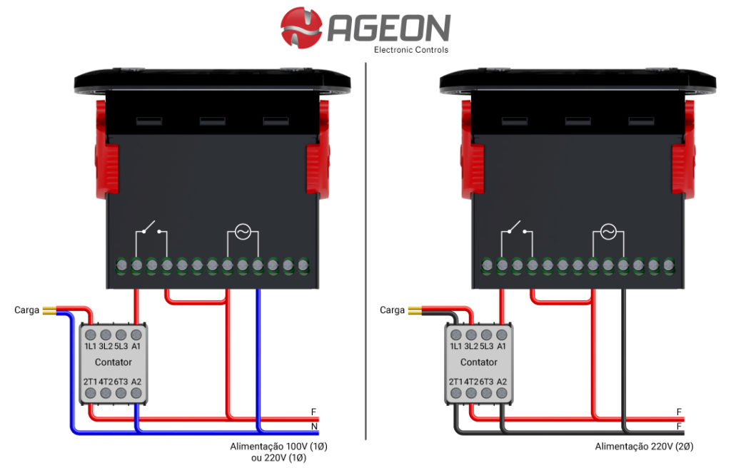 Ligação de um contator ao controlador de temperatura