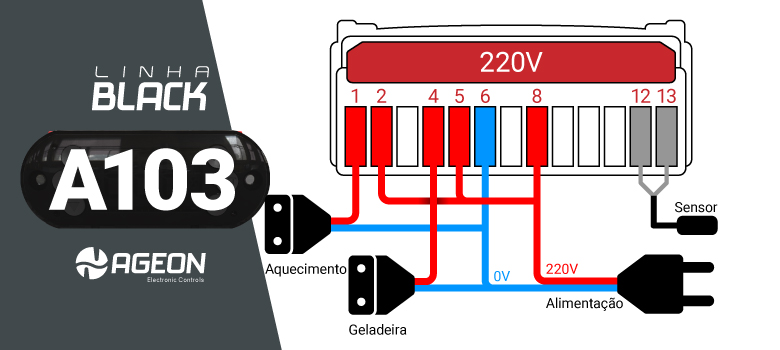 Controlador de Temperatura A103 para Geladeira para Fermentação de Cerveja - 220V